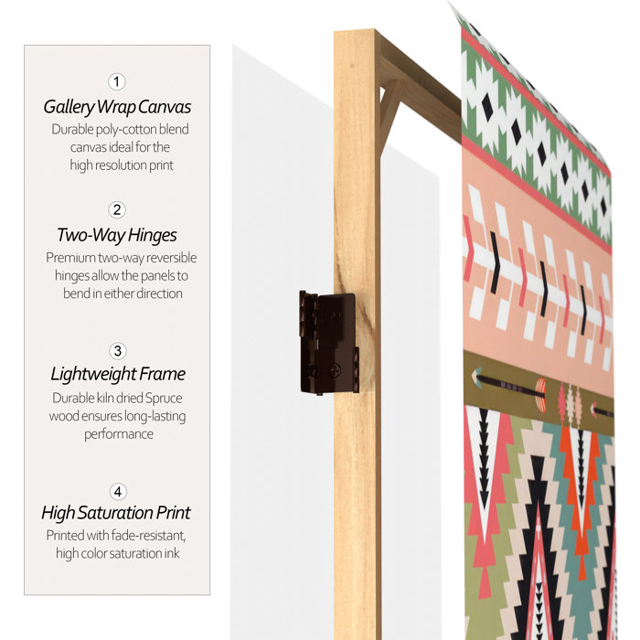 World Menagerie Winsted 47.25" W x 72" H 3 Panel Canvas Folding Room